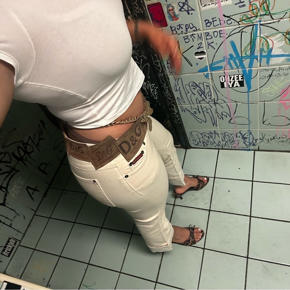 D&G Women's Off-White Straight Leg Jeans
